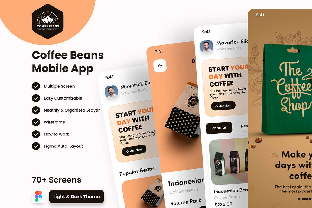 Coffee Beans Shop Mobile Aapp, an UI Kit Template by Ace UI/UX