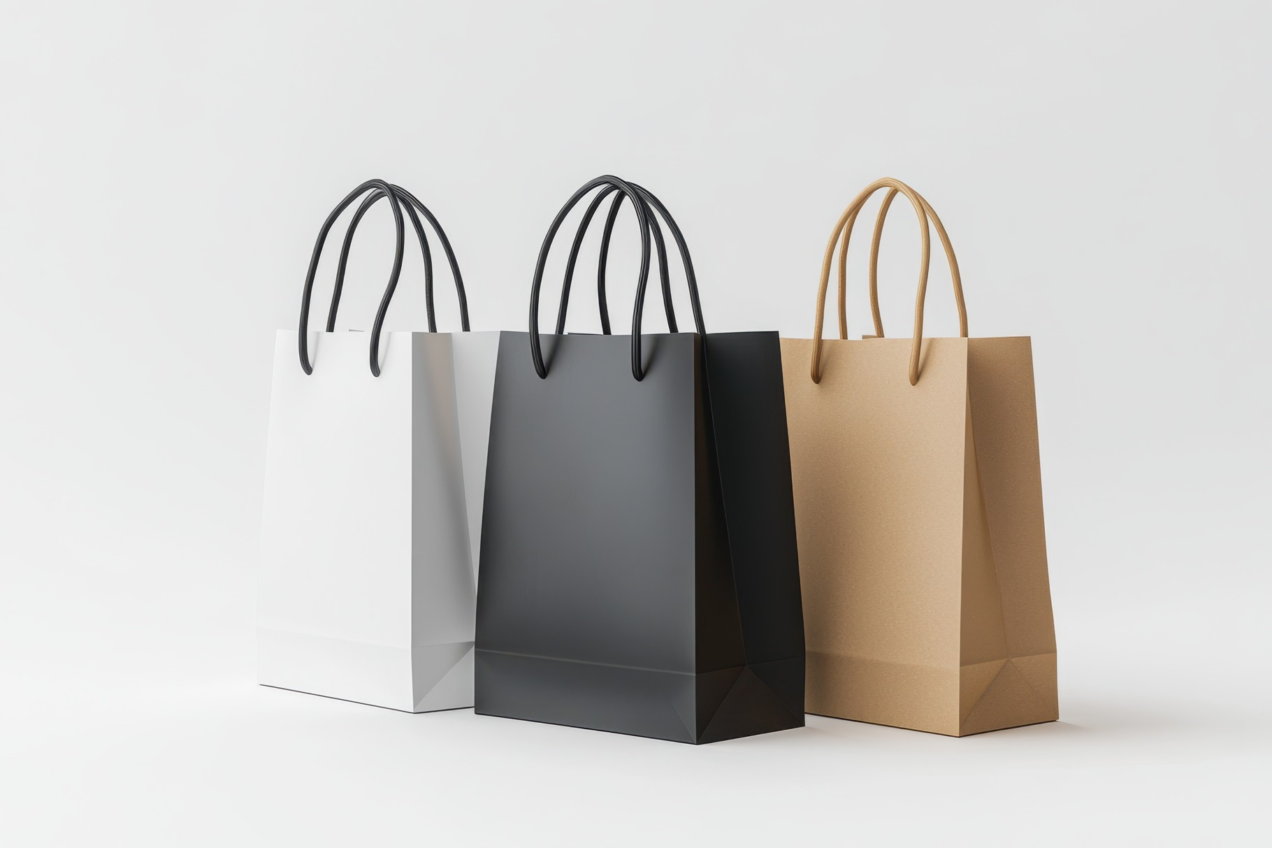Three shopping bags white black brow, a Background Photo by Pixeness | Creative Market Three shopping bags white black brow, a... 