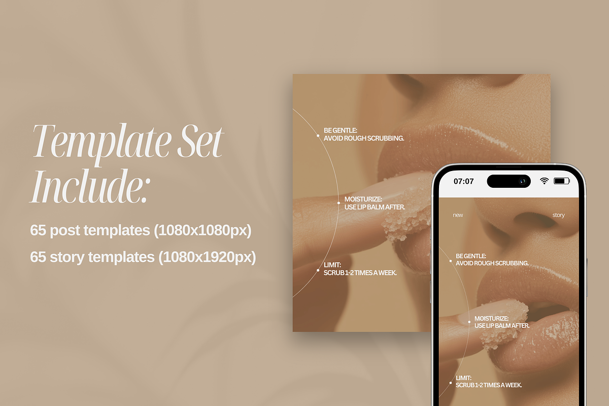 Beige Skin Care Instagram Templates, a Social Media Template by Xenié Creative (Photo 9 of 10)