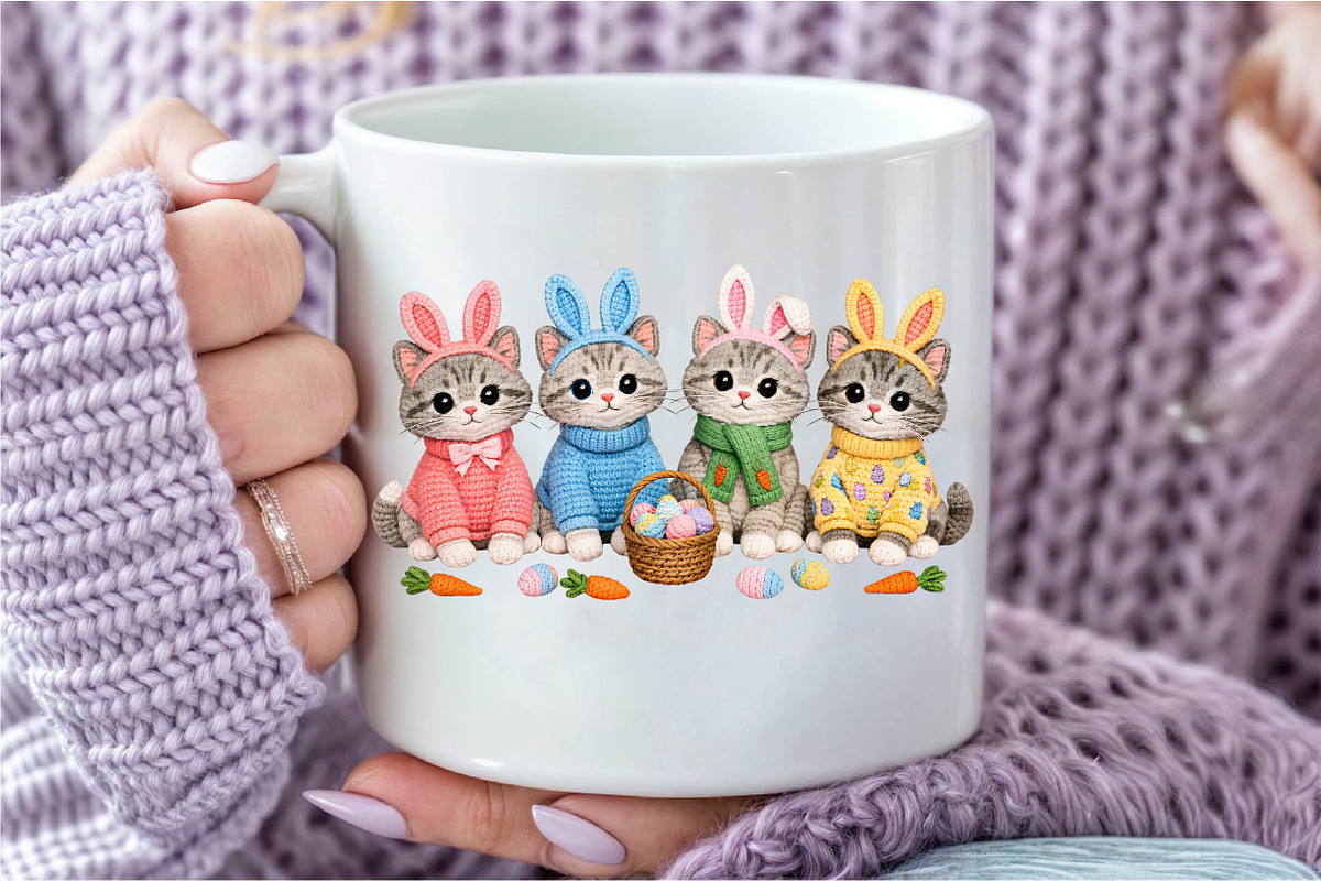Crochet Easter Kittens png, an Illustration by DreamCafeArt (Photo 5 of 6)