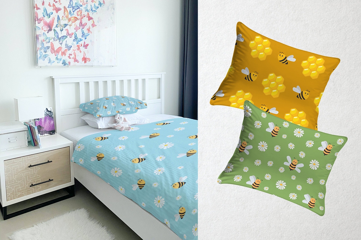 Bee Seamless Patterns set, a Pattern Graphic by linakilljoy (Photo 3 of 3)