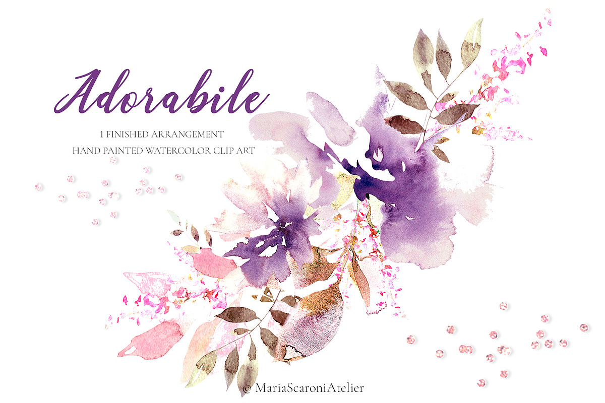 Adorabile Floral Watercolor Bouquet, an Illustration by MariaScaroniAtelier (Photo 1 of 3)