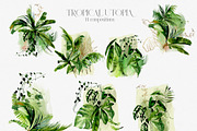 Tropical Greenery Watercolor Clipart, an Illustration by whiteheartdesign (Thumbnail 6 of 22)