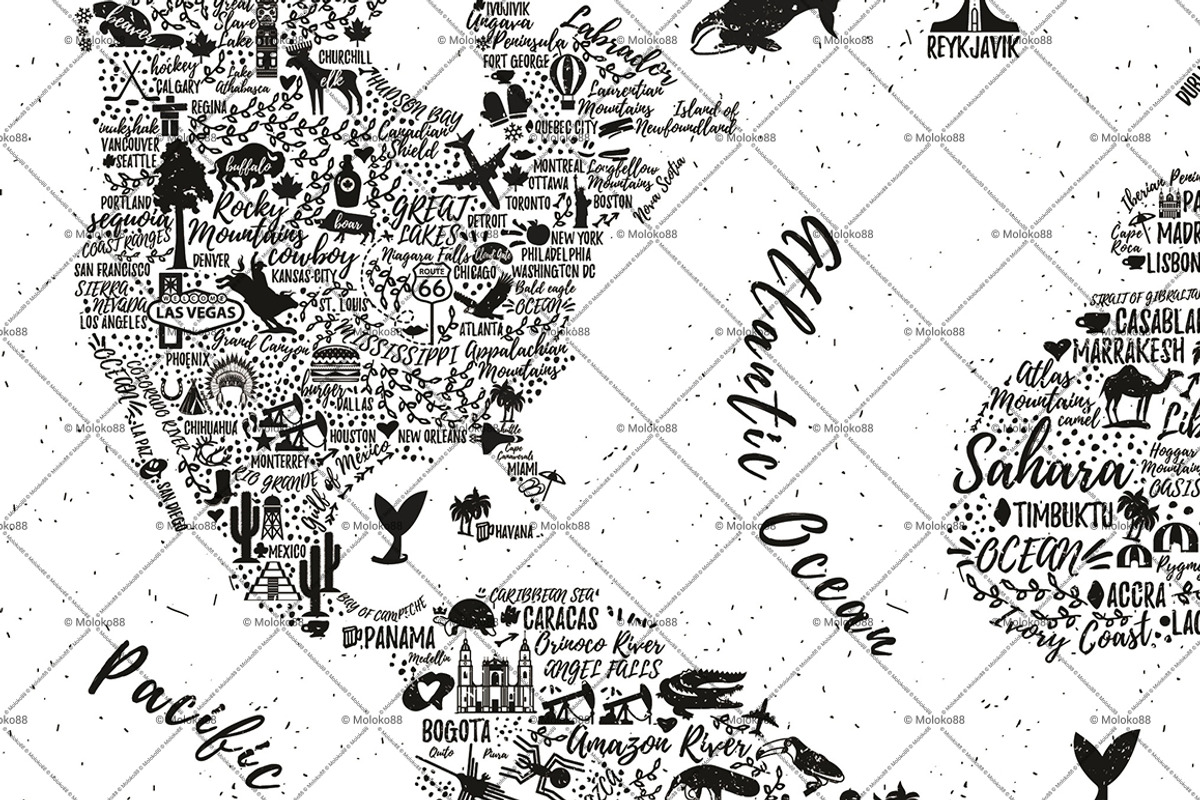 Typography World Map., an Illustration by Moloko88 (Photo 4 of 7)