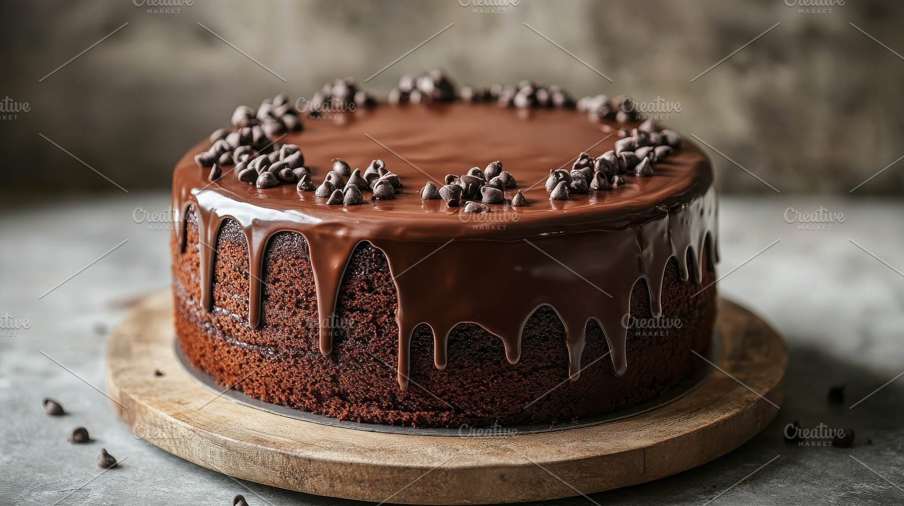 Delicious chocolate cake with fudge, a Food & Drink Photo by Pixeness Studio