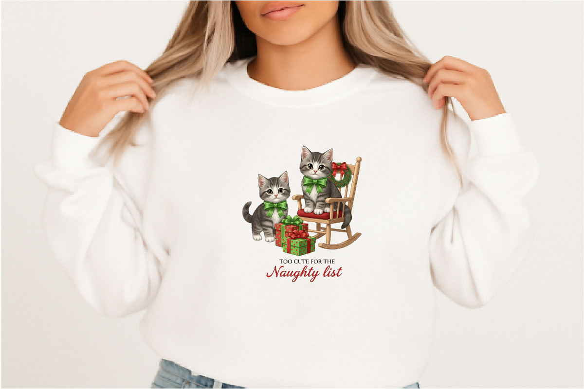 Christmas Vintage Cat Naughty PNG, an Illustration by DreamArtGraphic (Photo 3 of 6)