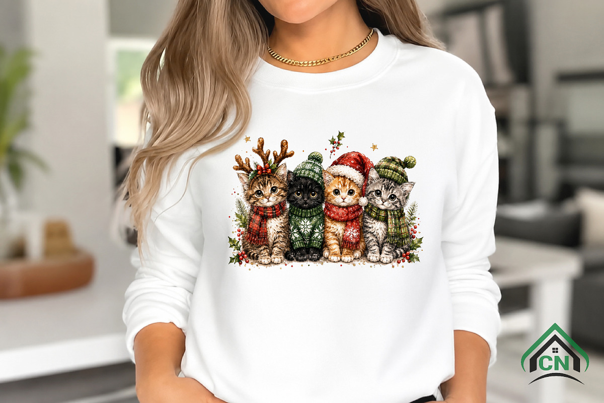 Christmas Cats PNG, a Seasonal Illustration by Craft Nest (Photo 3 of 6)