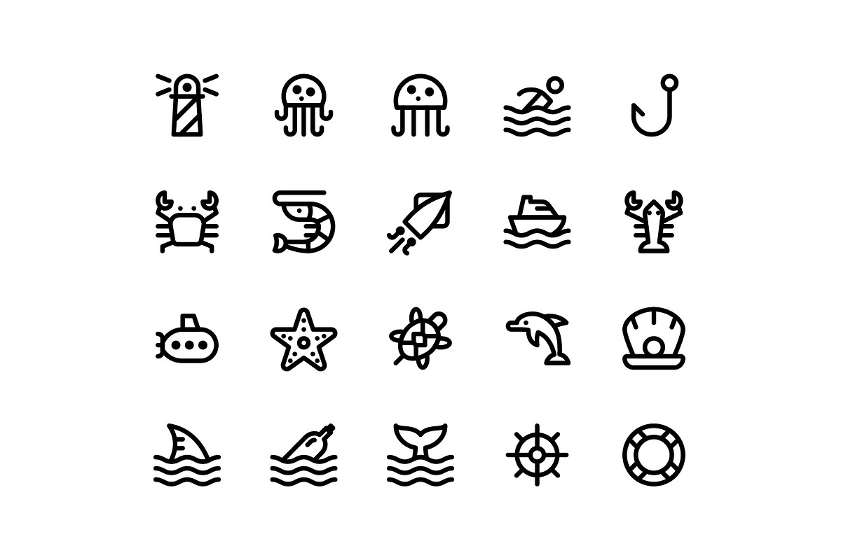Maritime Line Icons, an Icon by Ayub_Irawan