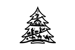 Holy Night silhouette - Nativity, an Illustration by Digital-Clipart