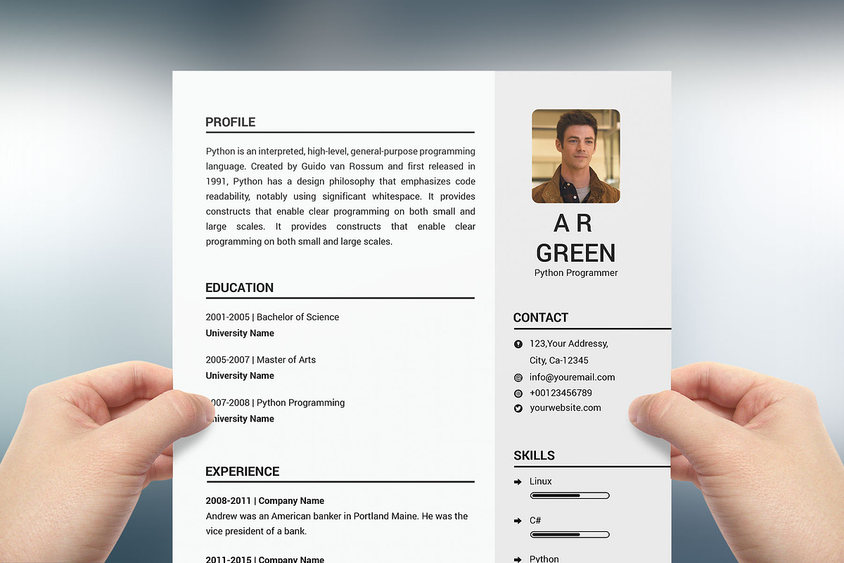 Clean Resume/CV, a Resume Template by designvillage (Photo 2 of 12)