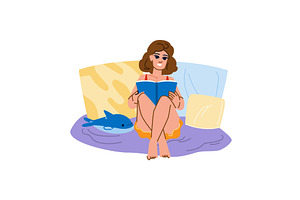 Young woman reading a book on, an Education Illustration by pikepicture