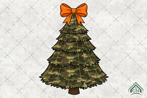 Coquette Camo Tree Glitter Christmas, an Illustration by Craft Nest