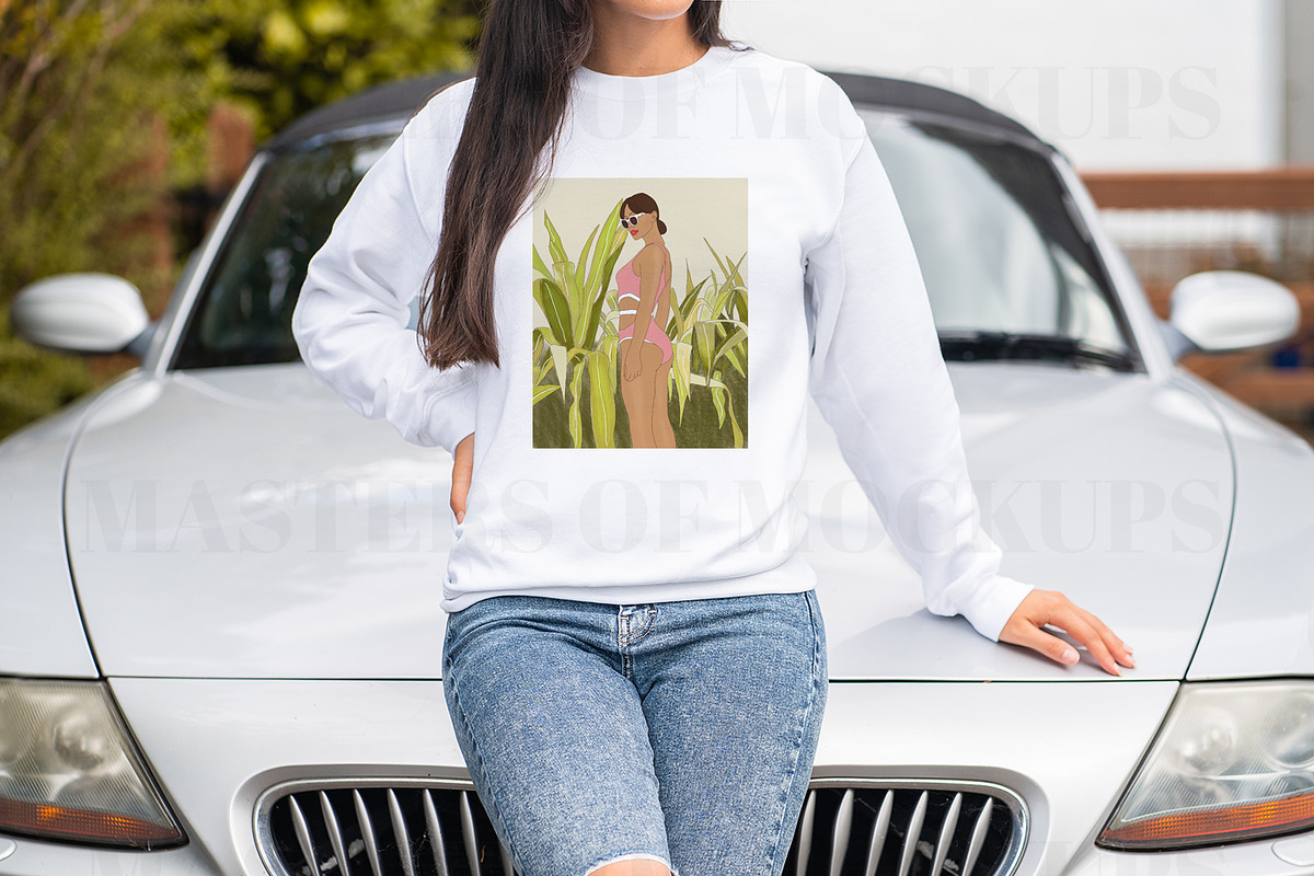 Gildan White Sweatshirt Mockup Car, a Hoody Mockup by Masters of Instagram (Photo 3 of 3)
