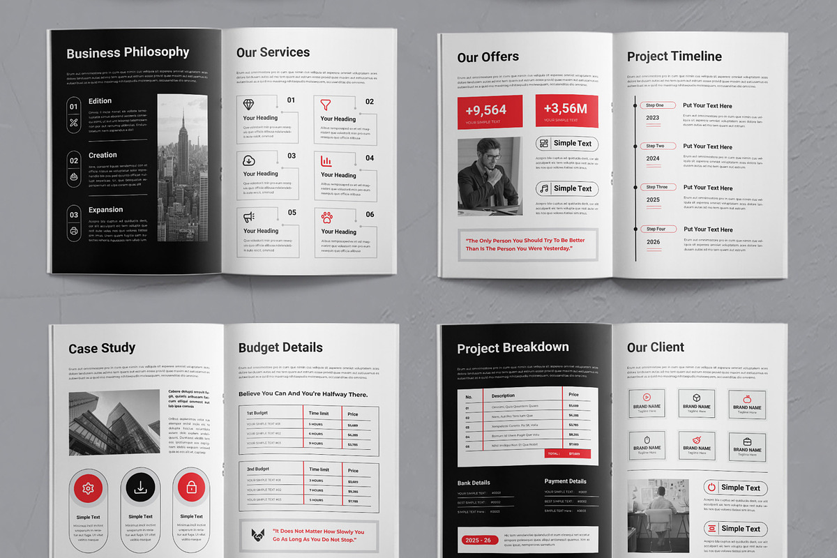 Black And Red Color Project Proposal, a Brochure Template by ContestDesign (Photo 3 of 3)