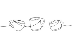 Traditional Coffee Cups One Line