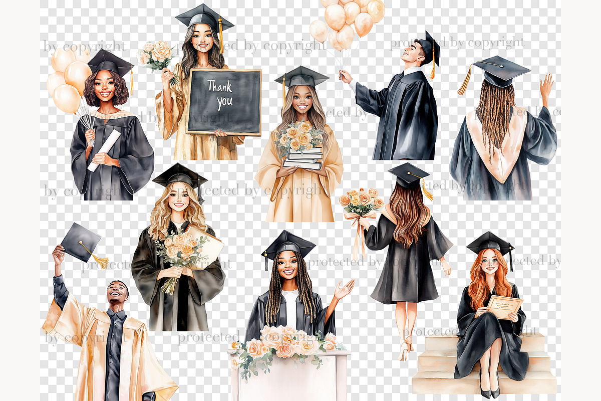 Graduation Clipart PNG, a Person Illustration by GlamArtZhanna (Photo 8 of 8)