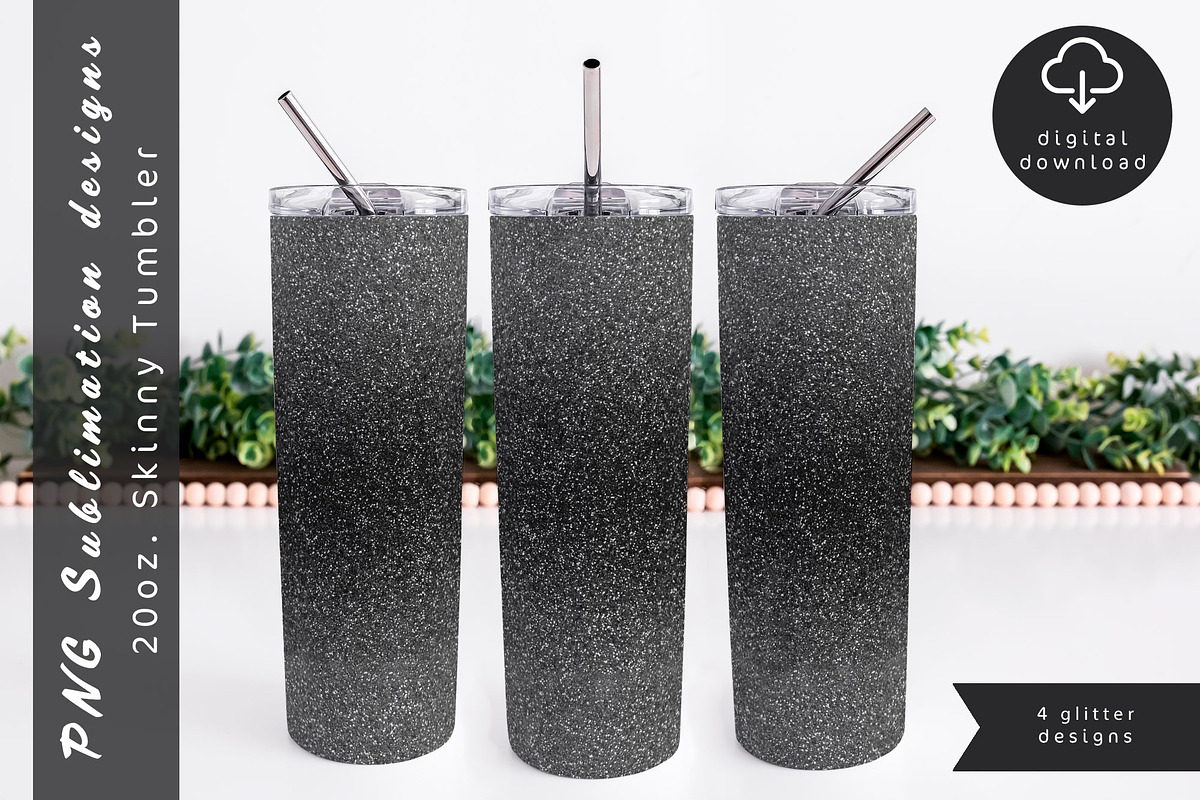 Silver glitter 20oz Skinny Tumbler, an Object Graphic by AnastasiaWatercolor (Photo 4 of 6)