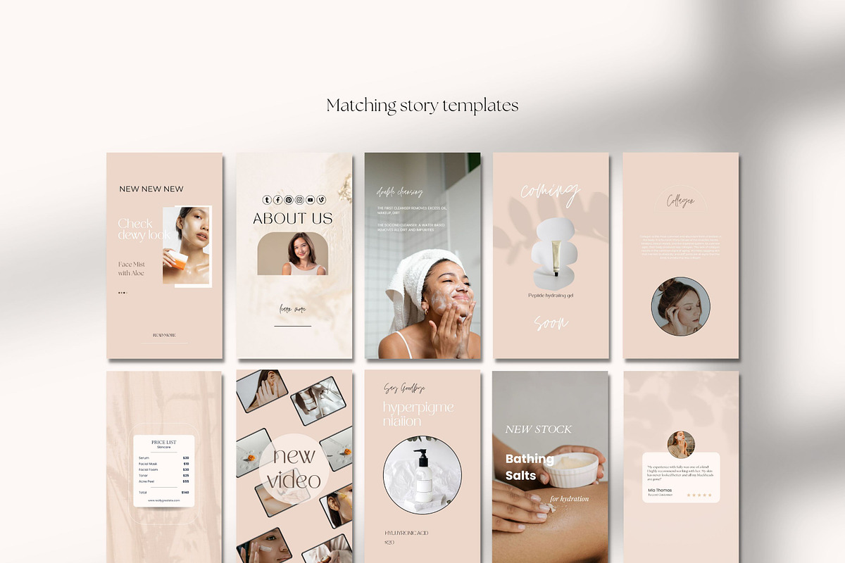 Skincare Instagram Template Canva, a Social Media Template by Deepa Template Studio (Photo 5 of 15)
