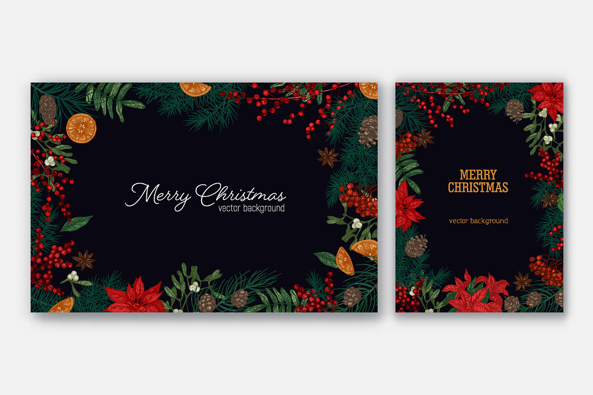 Floral christmas framed cards, a Decorative Illustration by Good Studio (Photo 2 of 19)
