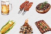 Watercolor BBQ Barbecue Clipart, an Illustration by Black Bird Studio (Thumbnail 3 of 6)