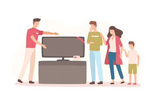 Family buy TV, a Person Illustration by Good Studio