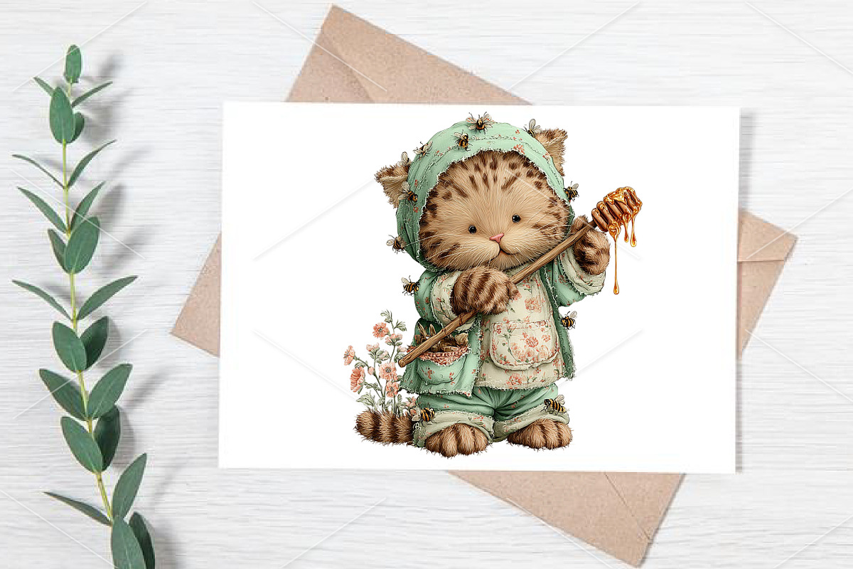 Whimsical Funny Spring Cats Clipart, a Seasonal Illustration by Canvas Craft (Photo 5 of 7)