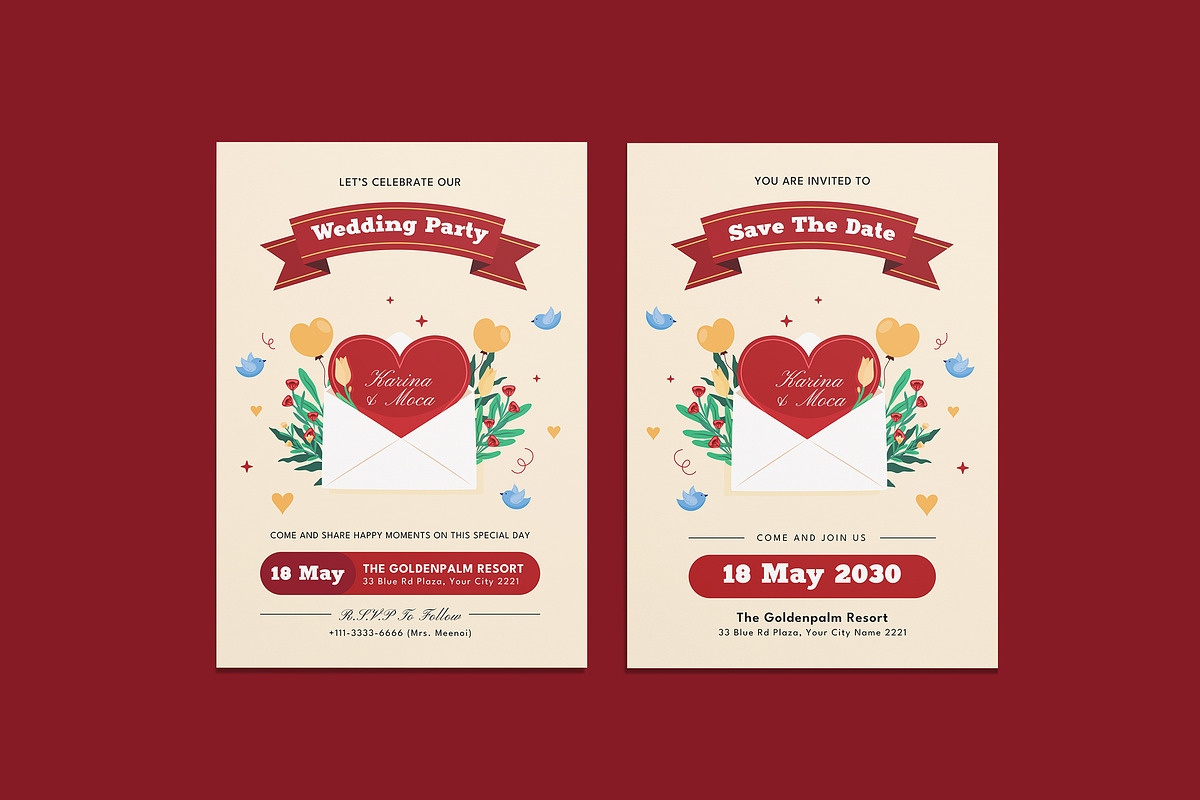 The Note Wedding Invitation Template, an Invitation Template by iDoodle Studio (Photo 1 of 4)