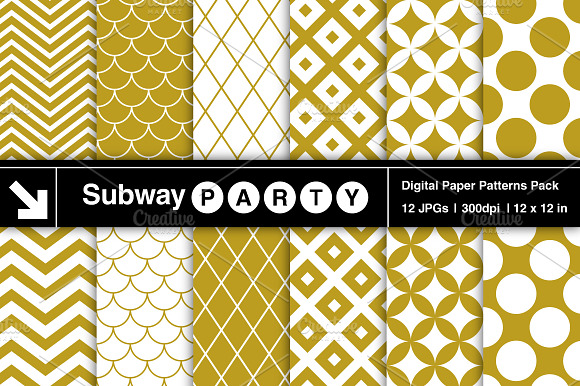 Gold & White Retro Geometric Papers preview 2
