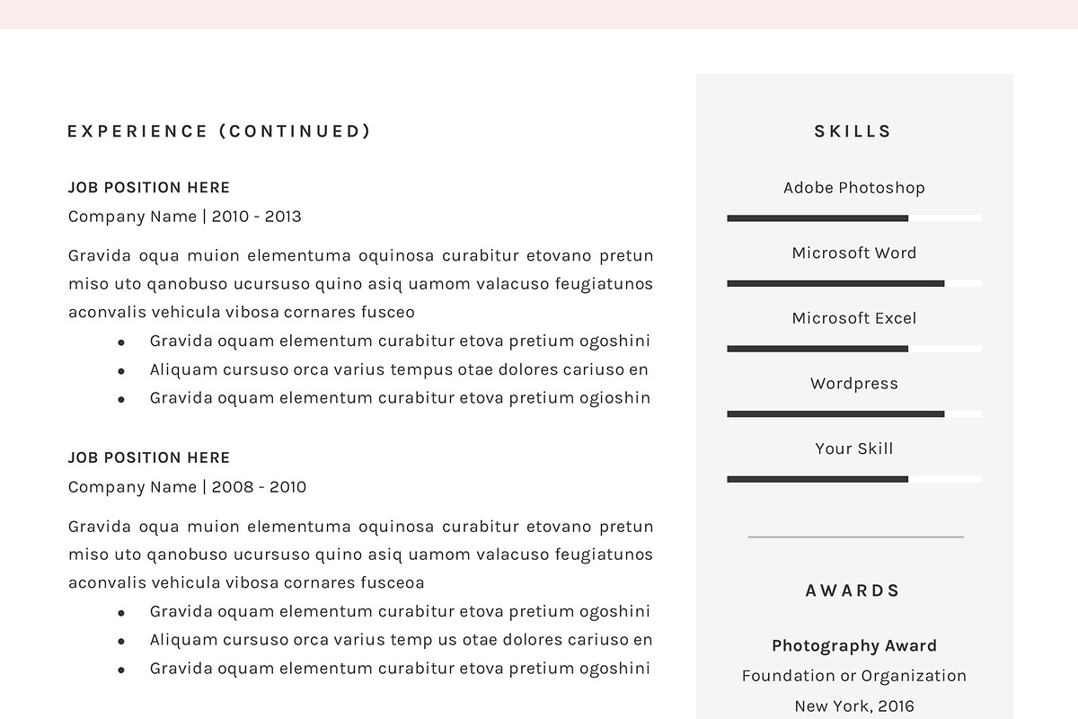 Resume CV Template for MS Word, a Resume Template by GResume (Photo 7 of 7)