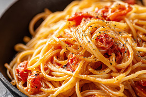 Delicious spaghetti with tomato sauce and cheese, a Food & Drink Photo by AlyaAnd