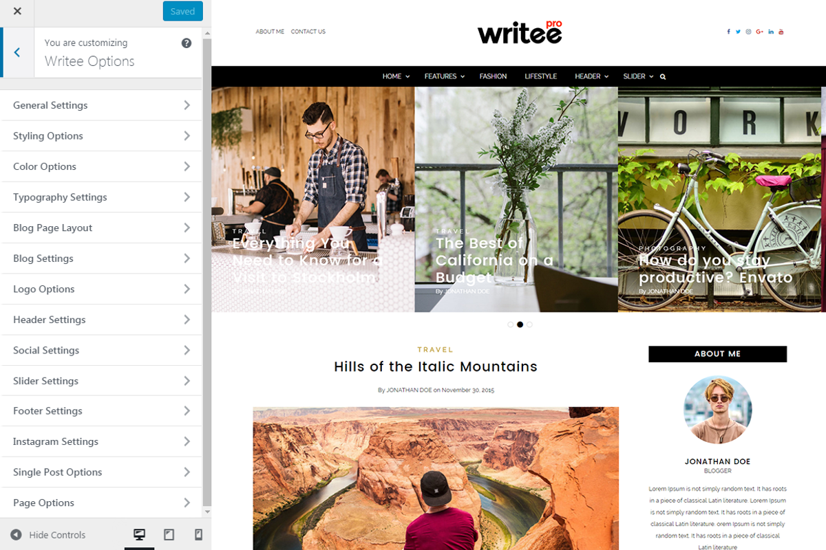 Writee Pro WordPress Blog Theme, a WordPress Template by Scissor Themes
