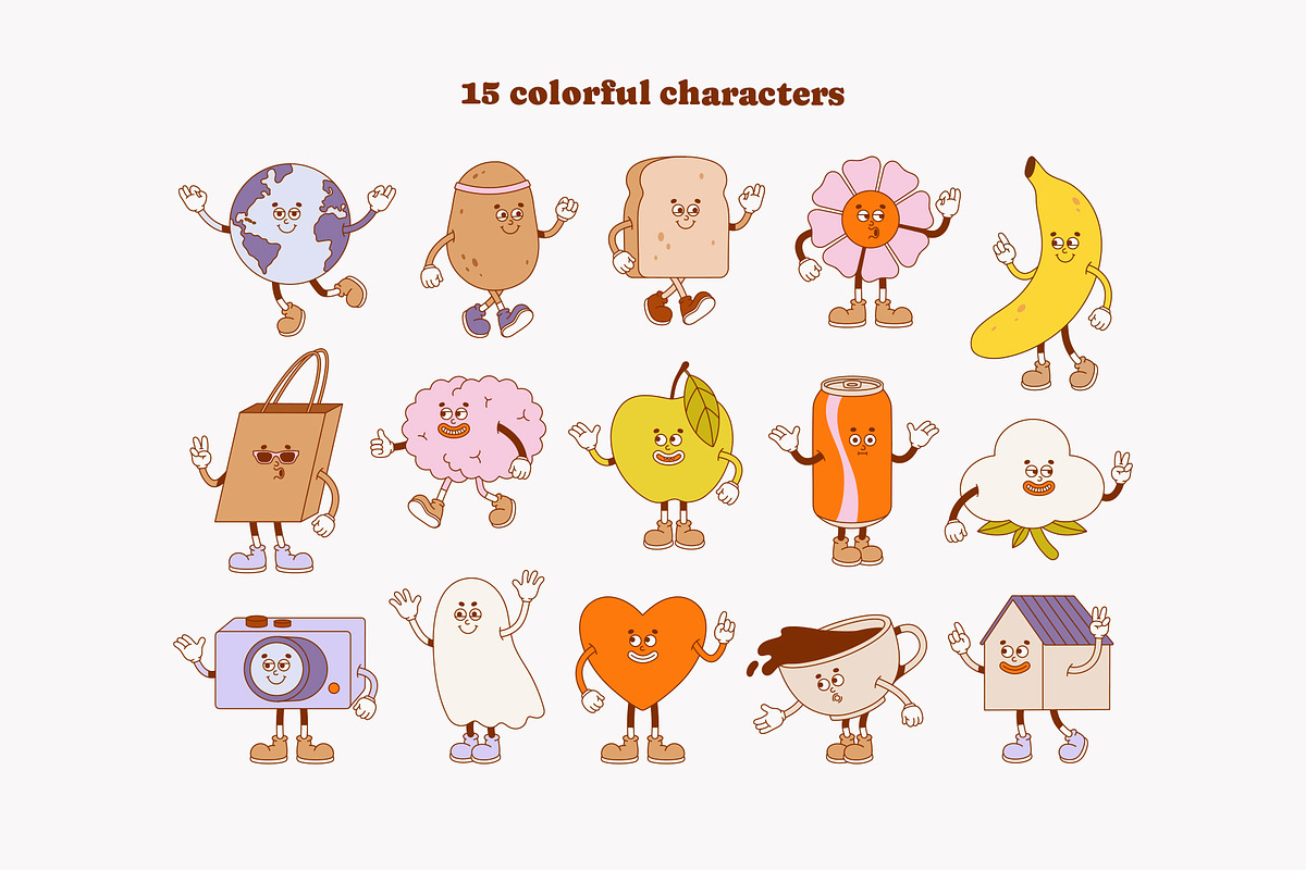 Retro Mood. Cartoon characters., a Decorative Illustration by Sweet Corner (Photo 3 of 12)
