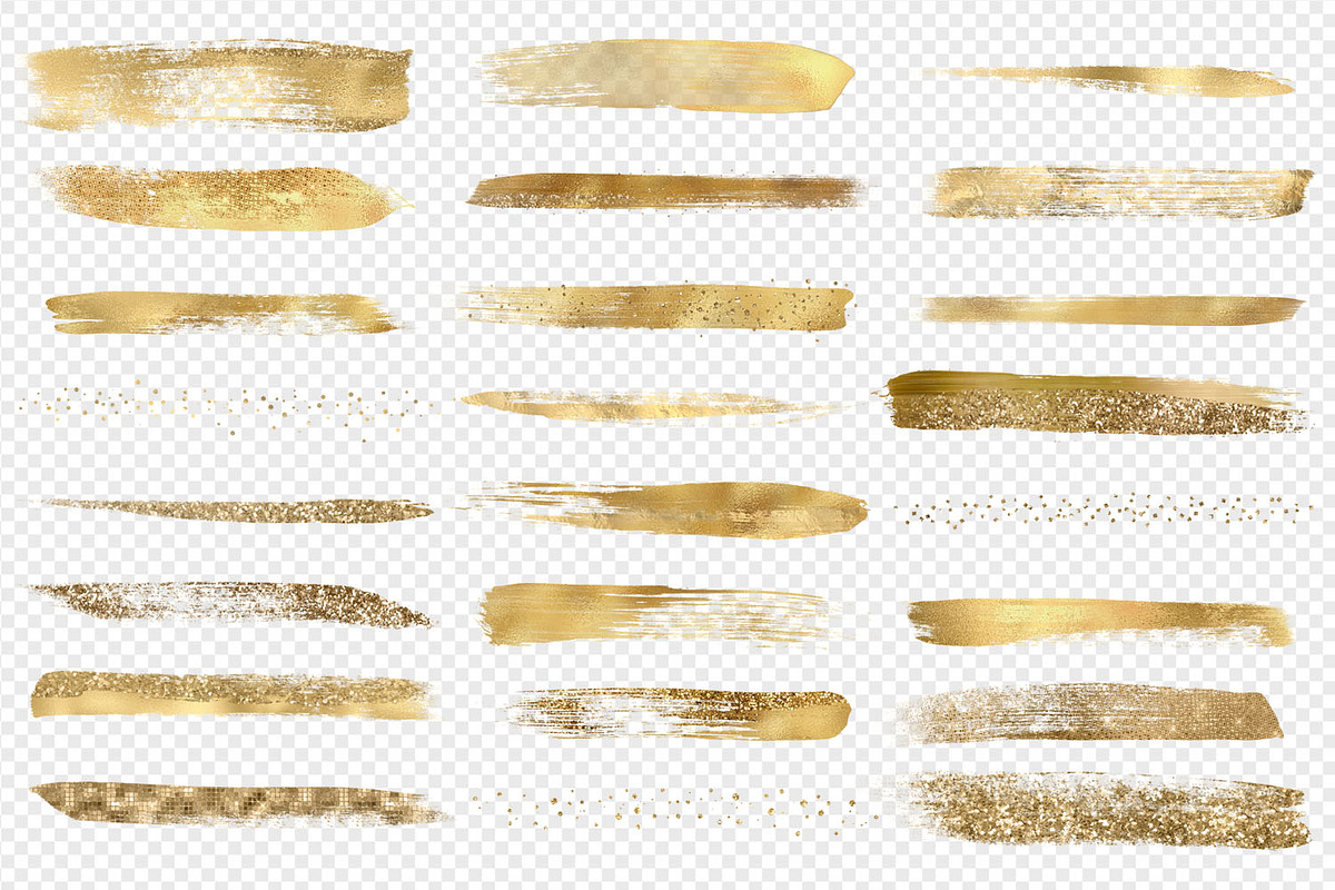 Gold Paint Strokes Clip Art preview 4