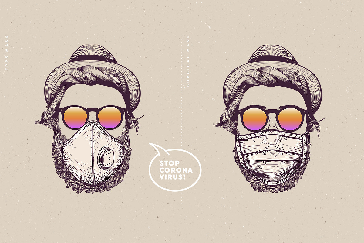 Corona Vintage Face Masks, a Healthcare Illustration by blauananas (Photo 2 of 8)