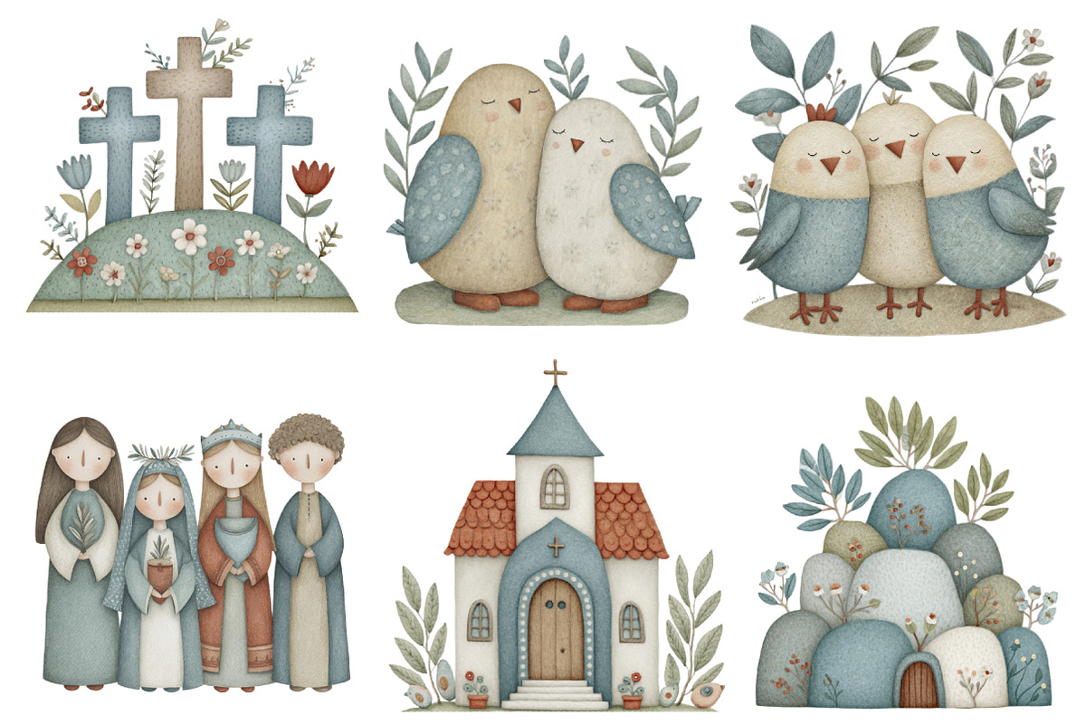 Cute Religious Easter Clipart, an Illustration by Designworld (Photo 3 of 5)