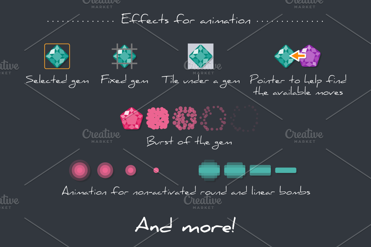 Match3 Gems Puzzle Game Assets Pack, an Object Graphic by Lianella's Shop (Photo 5 of 5)
