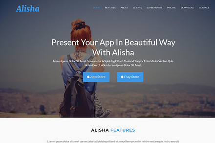 Alisha - Responsive App Landing Page, a HTML Template by helenshop