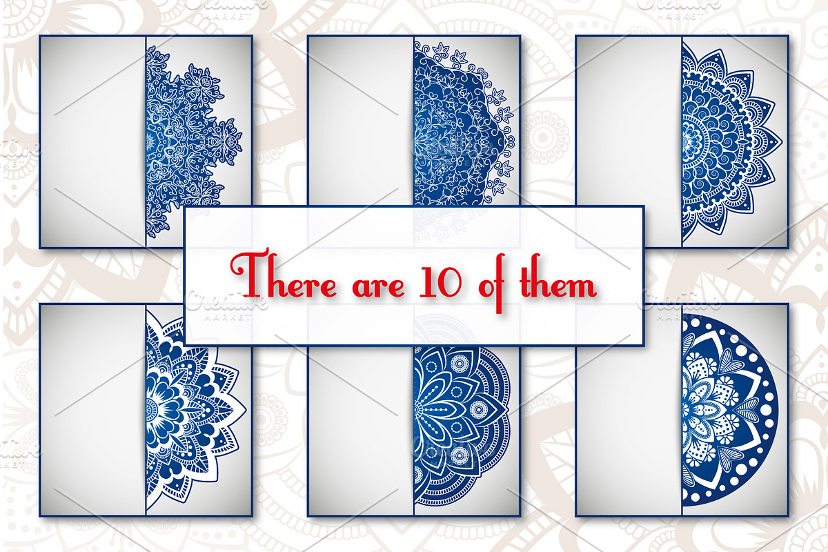 Vintage greeting cards with mandala, a Card Template by BEZIL-ART (Photo 3 of 7)