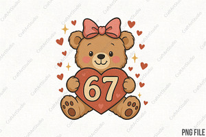 Valentine Teddy Bear 67 Six Seven, an Illustration by CraftArtStudio