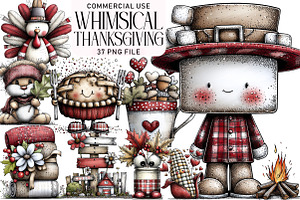 Whimsical Thanksgiving Clipart Set, an Illustration by Daily.Designs