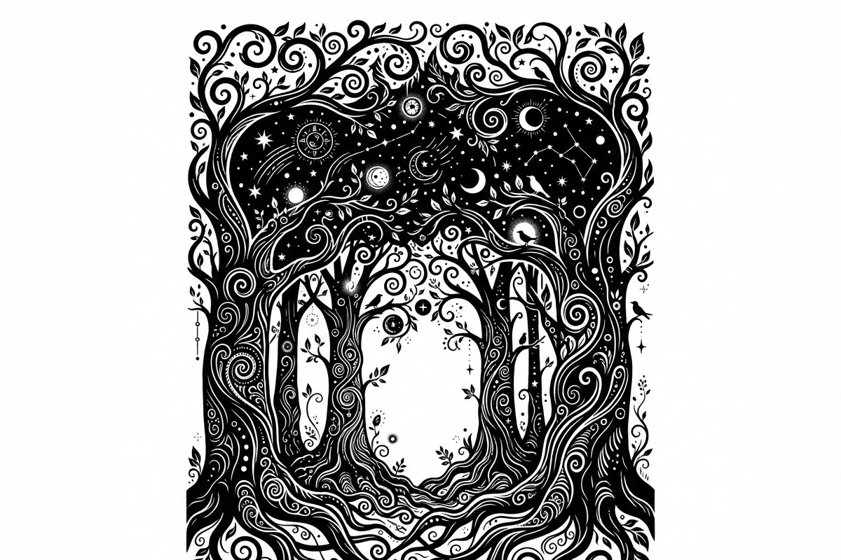 50 Mystical Galaxy Forest Silhouette, a Technology Illustration by Amazin_art (Photo 18 of 41)