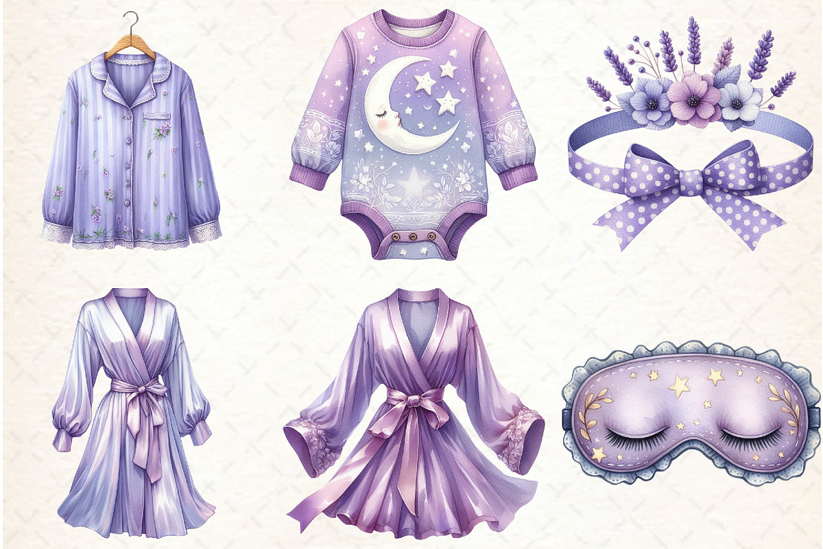 Lavender Pajama Party Spa Day Clipar, an Illustration by Libby Wishes (Photo 5 of 7)