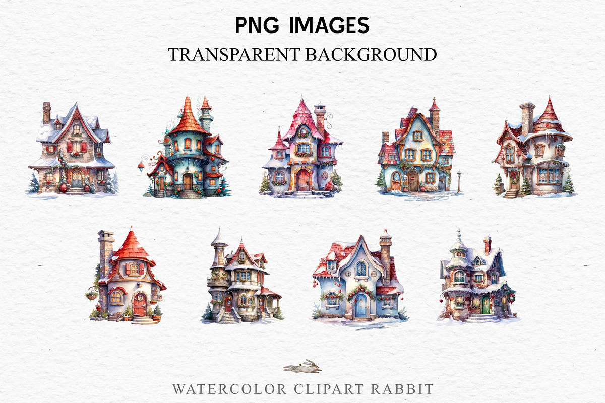 Christmas Santa Elf House Clipart, a Seasonal Illustration by Rabbit Heart (Photo 3 of 10)