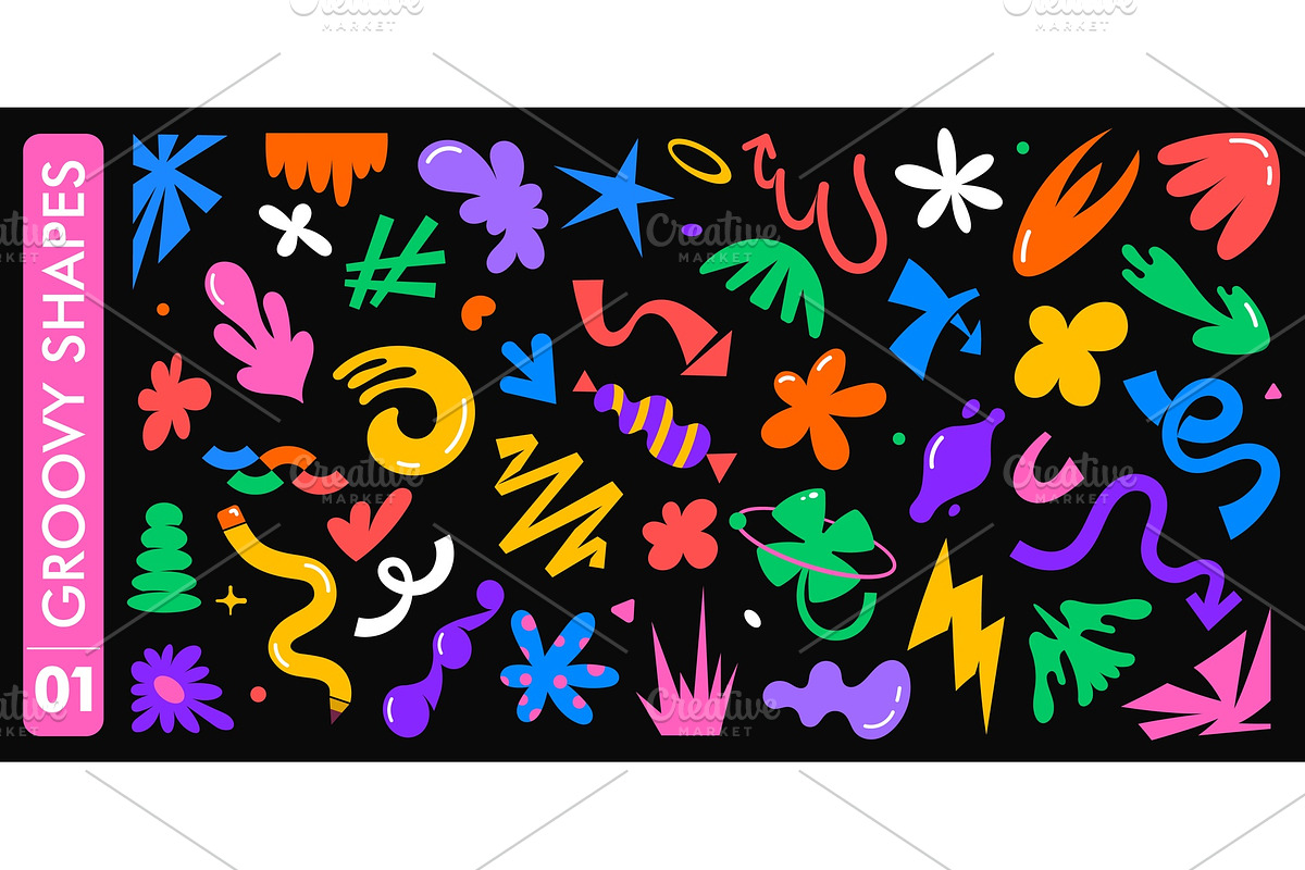 Groovy shapes abstract funky forms, a Decorative Illustration by Seavector Studio (Photo 1 of 3)