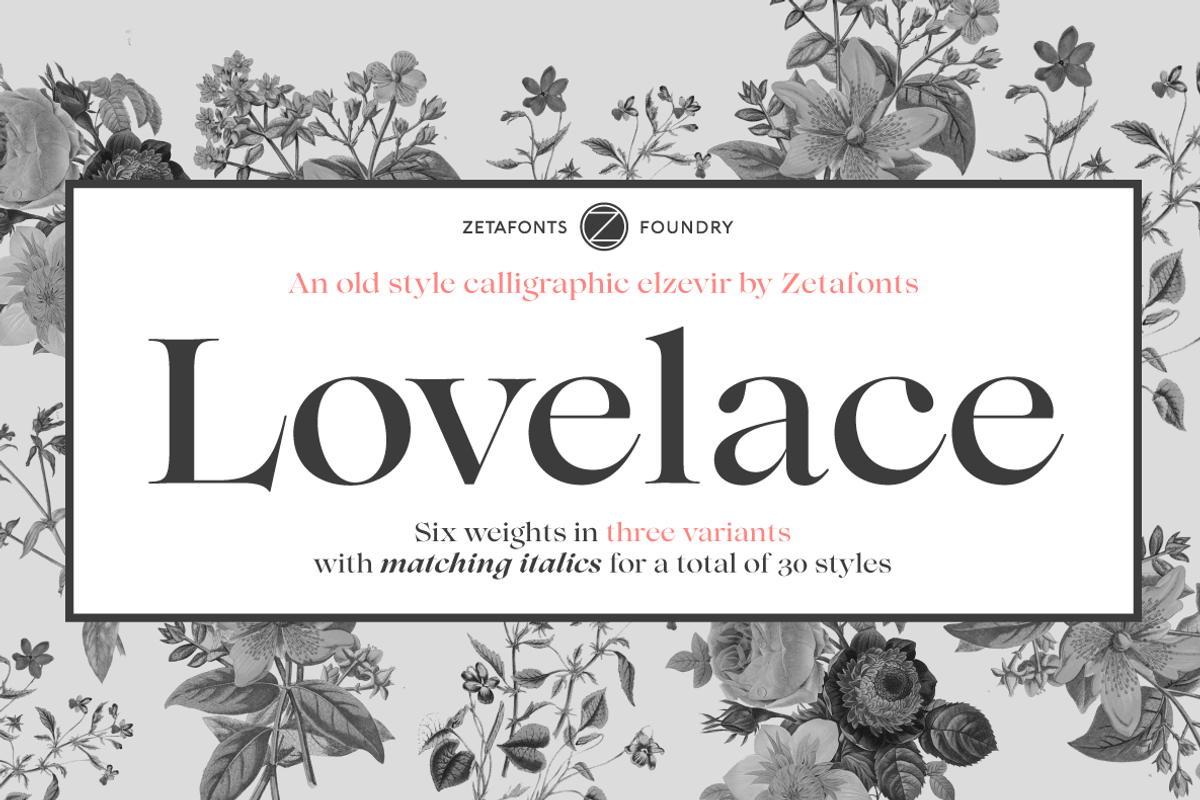 Lovelace - 30 fonts, a Serif Font by Zetafonts (Photo 1 of 15)
