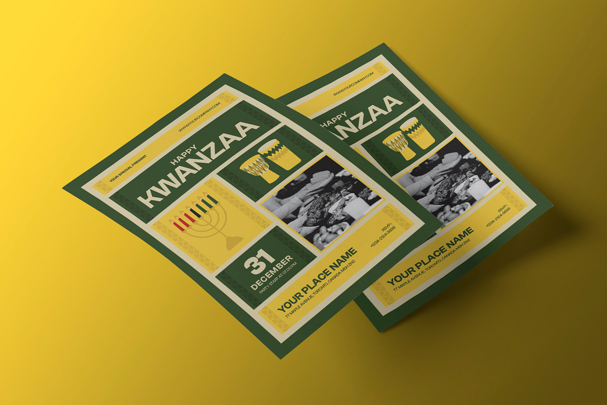 Yellow Happy Kwanzaa Flyer, a Flyer Template by Neermana (Photo 3 of 4)
