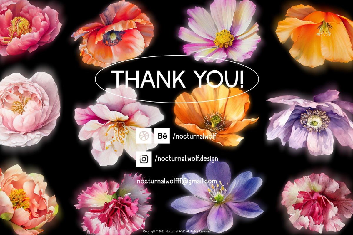 100 Floral Watercolor Illustrations, an Object Graphic by Nocturnal Wolf (Photo 13 of 13)