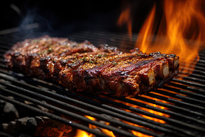 BBQ marinated meat on the grill, a Food & Drink Photo by AlyaAnd