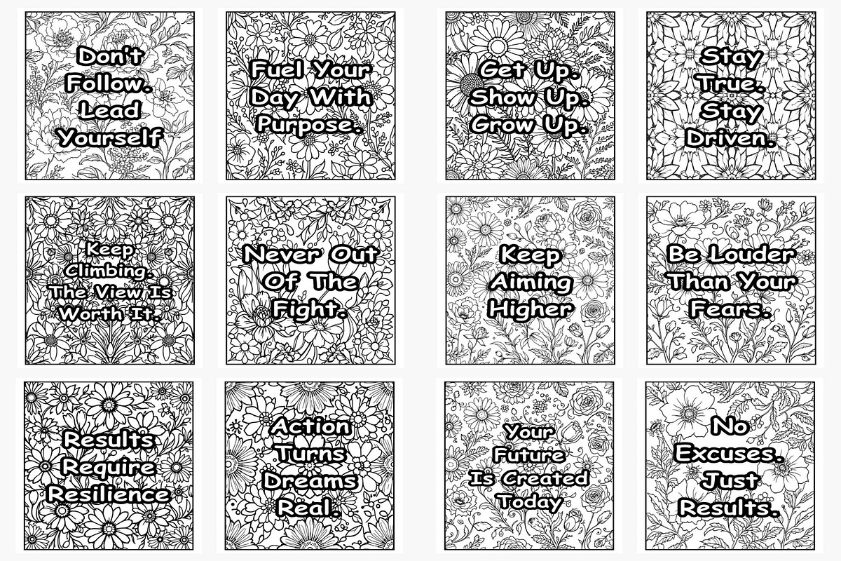 Motivational Quote Coloring Pages, a Print Template by Lamia Emad (Photo 4 of 4)