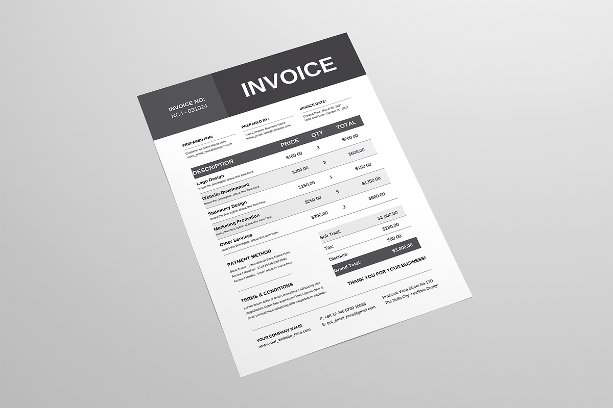 Invoice, a Stationery Template by Leaflove (Photo 3 of 5)